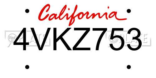 4VKZ753 California License Plate