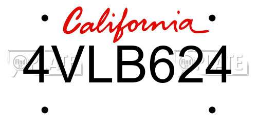 4VLB624 California License Plate