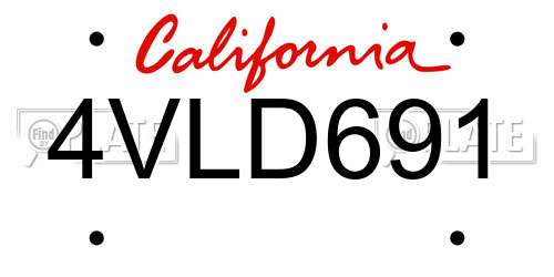 4VLD691 California License Plate