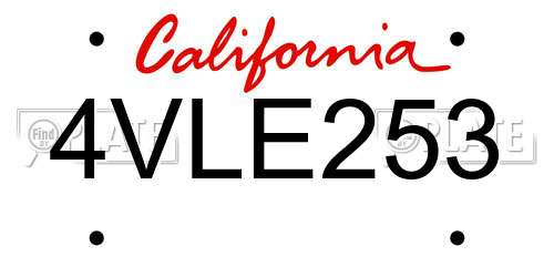 4VLE253 California License Plate