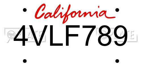 4VLF789 California License Plate