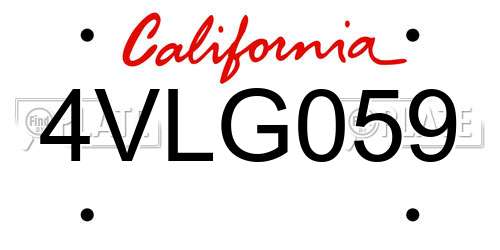 4VLG059 California License Plate