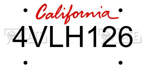 4VLH126 California License Plate