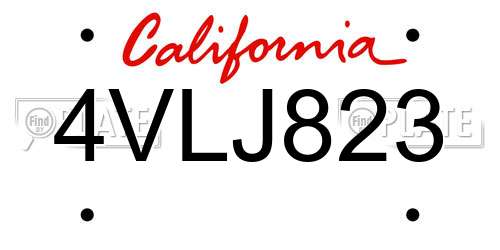 4VLJ823 California License Plate