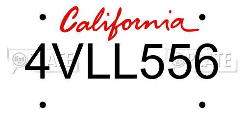 4VLL556 California License Plate