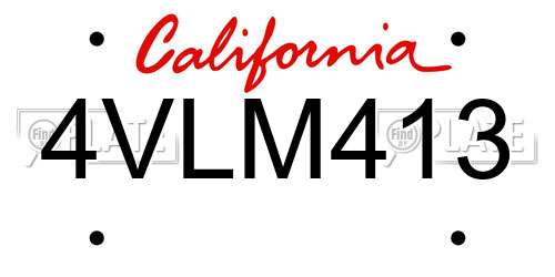 4VLM413 California License Plate