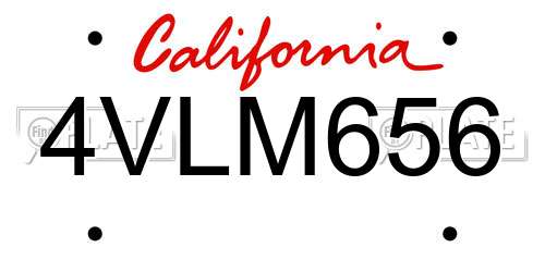 4VLM656 California License Plate