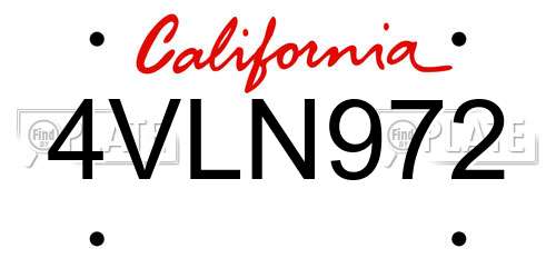 4VLN972 California License Plate