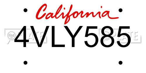 4VLY585 California License Plate