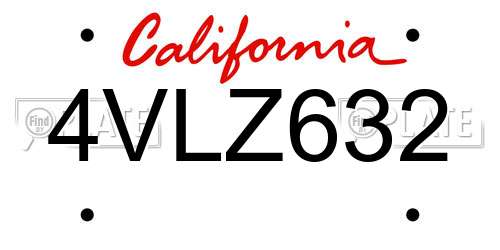 4VLZ632 California License Plate