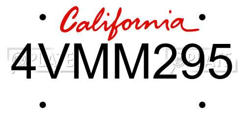 4VMM295 California License Plate