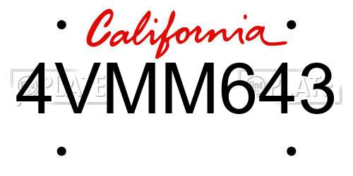 4VMM643 California License Plate