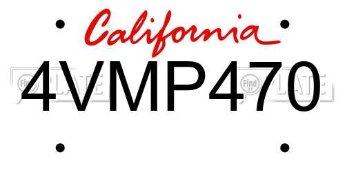 4VMP470 California License Plate