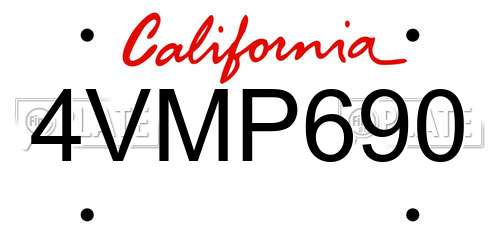 4VMP690 California License Plate