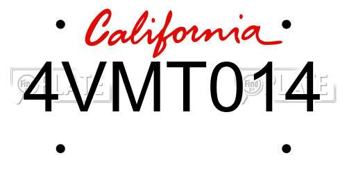4VMT014 California License Plate