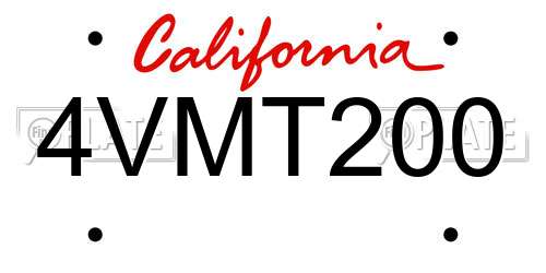 4VMT200 California License Plate