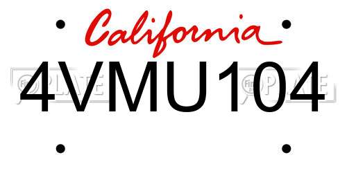 4VMU104 California License Plate