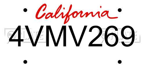4VMV269 California License Plate