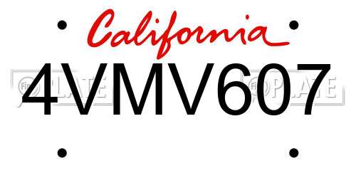 4VMV607 California License Plate