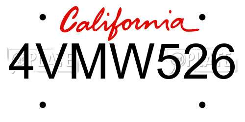 4VMW526 California License Plate