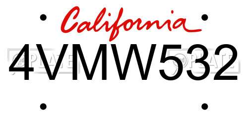 4VMW532 California License Plate