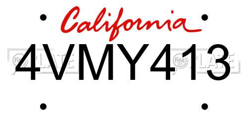 4VMY413 California License Plate