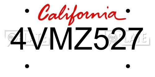 4VMZ527 California License Plate