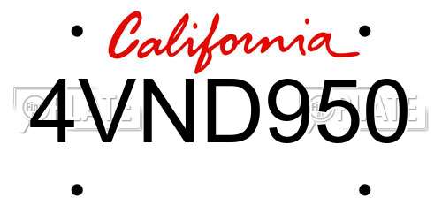 4VND950 California License Plate