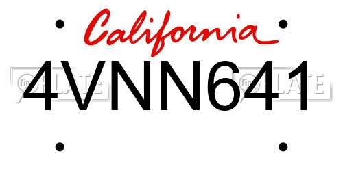 4VNN641 California License Plate