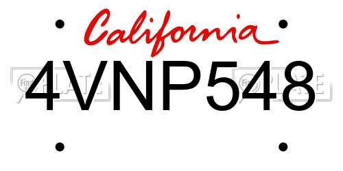 4VNP548 California License Plate