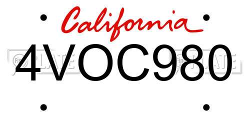 4VOC980 California License Plate