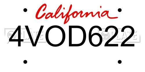 4VOD622 California License Plate