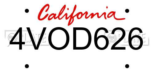 4VOD626 California License Plate