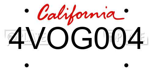 4VOG004 California License Plate