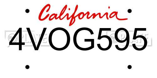 4VOG595 California License Plate