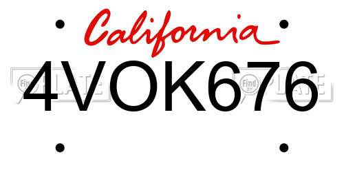 4VOK676 California License Plate