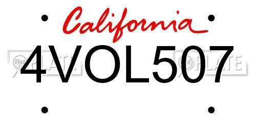 4VOL507 California License Plate