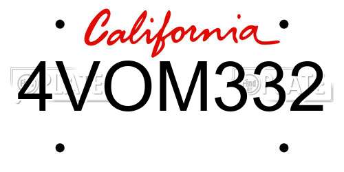 4VOM332 California License Plate