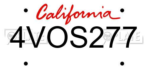 4VOS277 California License Plate