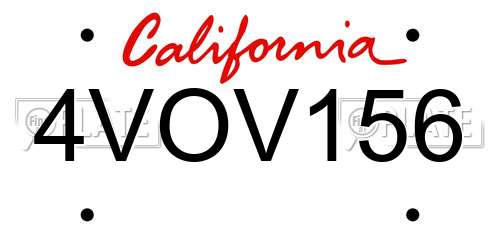 4VOV156 California License Plate