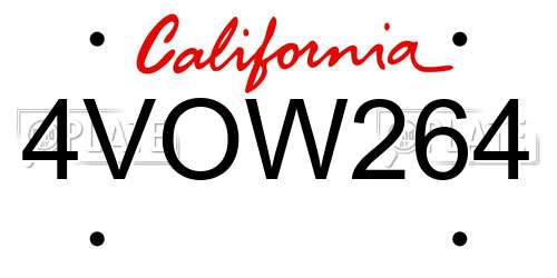 4VOW264 California License Plate