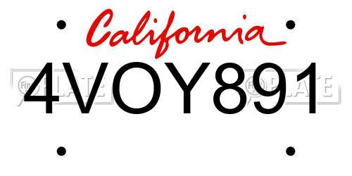 4VOY891 California License Plate
