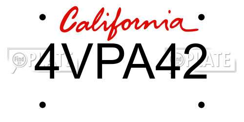 4VPA42 California License Plate