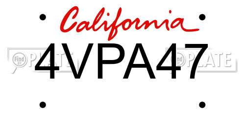 4VPA47 California License Plate