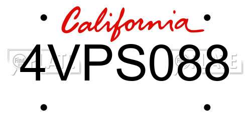 4VPS088 California License Plate