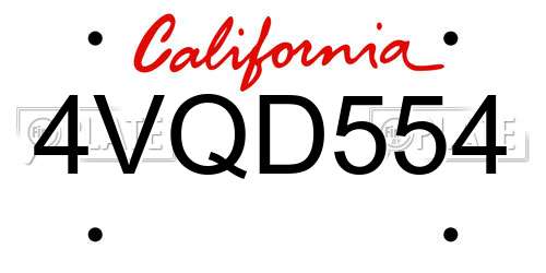4VQD554 California License Plate