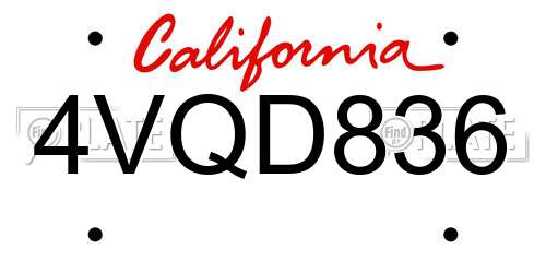 4VQD836 California License Plate