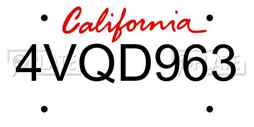 4VQD963 California License Plate