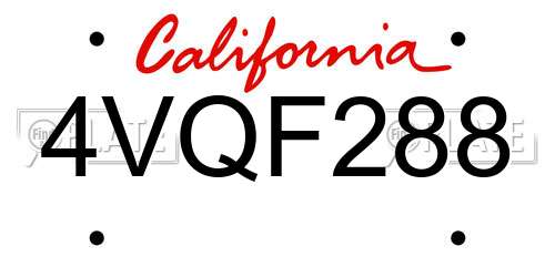 4VQF288 California License Plate