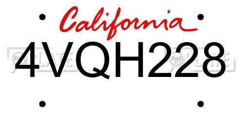 4VQH228 California License Plate